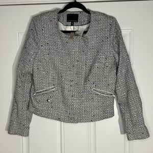 NWT Banana Republic tweed moto jacket zipper details BLAZER SIZE 10p 10 petite